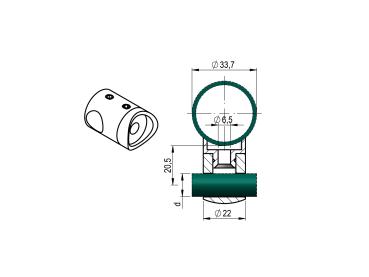 Querstabhalter Ø12,0 mm/Ø33,7 mm DURCHGEHEND Traversenhalter Reling Geländer Relinggeländer V2A Edelstahl